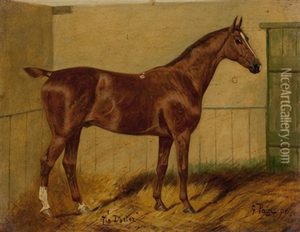 The Doctor Portrait Of A Hunter In A Stable Interior Oil Painting - George Paice