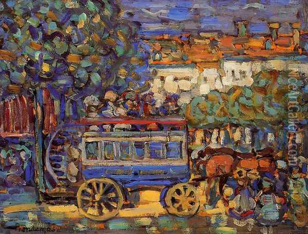 Paris Omnibus Oil Painting - Maurice Brazil Prendergast