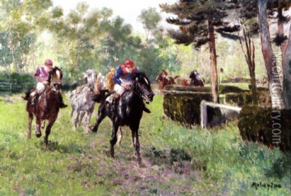 Auteuil, Course De Haies Oil Painting - Louis Ferdinand Malespina