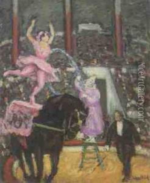 Ecuyere Du Cirque Medrano Oil Painting - Jean Laurent Challie