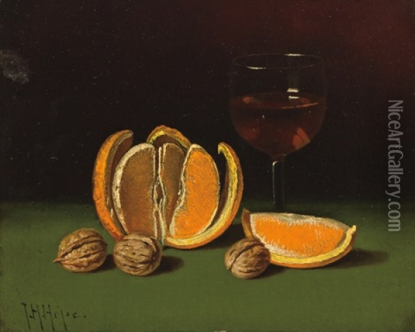 Still Life With Oranges And Nuts Oil Painting - Thomas H. Hope