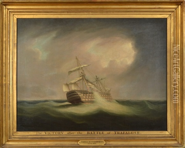The Victory After The Battle Of Trafalgar Oil Painting - Thomas Buttersworth