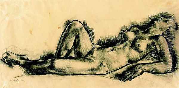 Nude Reclining 1922 Oil Painting - Erzsebet Korb