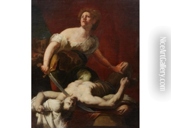 Judith And Holofernes Oil Painting - Guido Cagnacci