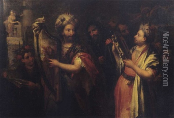 David Suona L'arpa Per Saul Oil Painting - Andrea Celesti