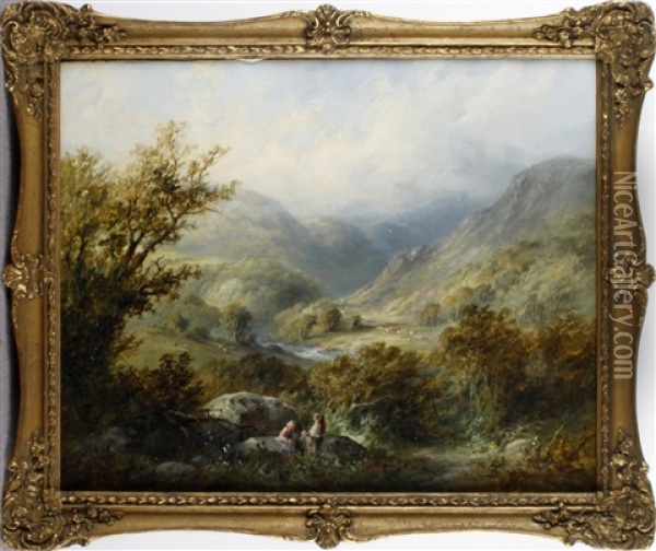 A Valley Landscape Oil Painting - Edward Partridge