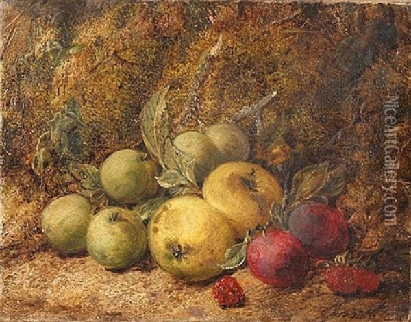 Still Life With Apples And Berries Oil Painting - George Clare