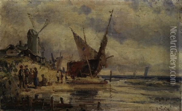 Hollandische Strandszene Oil Painting - Ambrogio Preda