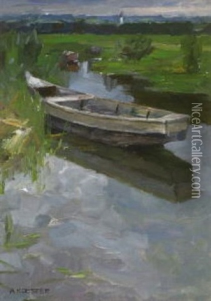 Boot Am See Oil Painting - Alexander Max Koester