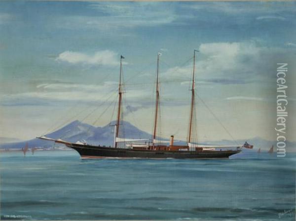 The Auxilary Steam Yacht, Utowana Oil Painting - Antonio de Simone