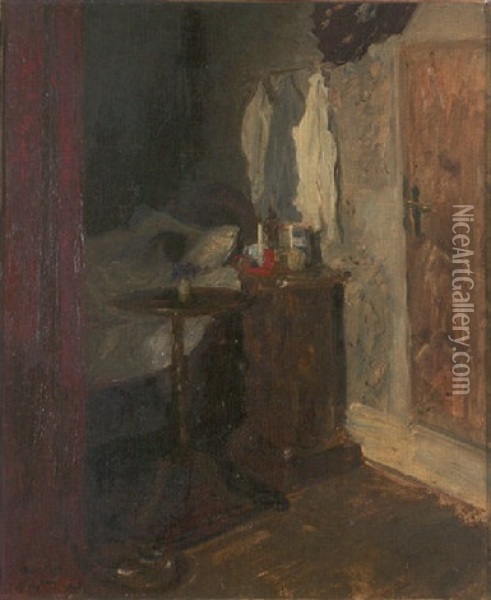 Interieur Mt Kranker Frau Im Bett Oil Painting - Max Slevogt