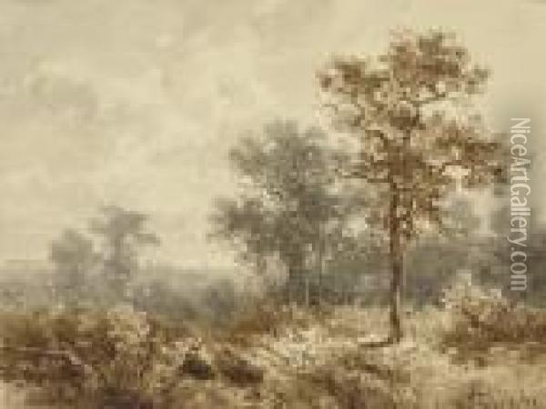 Paysage Arbore Avec Une Femme Assise Devant Un Fagot De Bois Oil Painting - Willem Roelofs