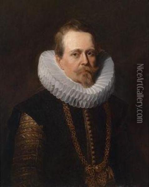 Portraits Of Jan Karel Van Cordes And His Wife Oil Painting - Sir Anthony Van Dyck