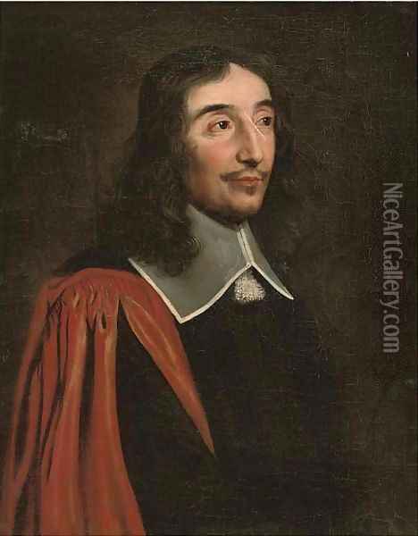 Portrait of a gentleman, bust-length, in a red gown Oil Painting - Philippe de Champaigne