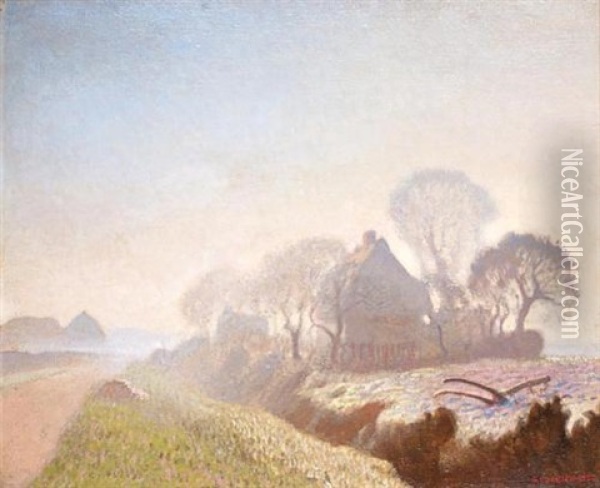 Morning In November Oil Painting - Sir George Clausen