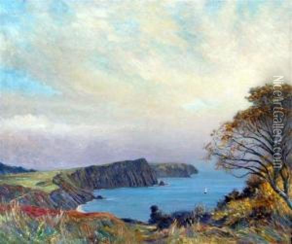 Lydstep Bay, Tenby Oil Painting - William Augustus Rixon