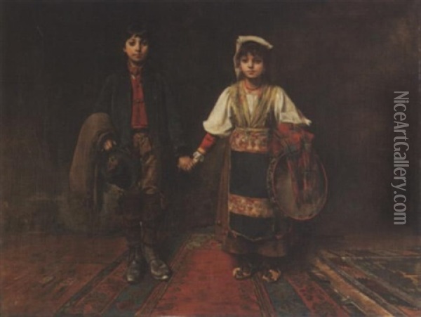 Zwei Zigeunerkinder Oil Painting - Alwyn Von Stein