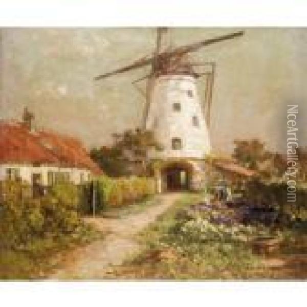 The Windmill Garden Oil Painting - Evert Pieters