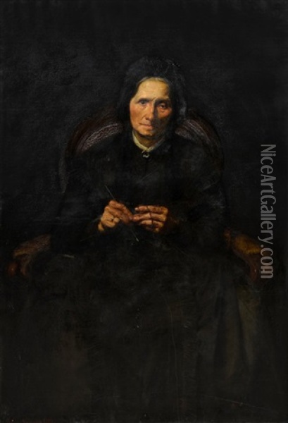 Portraid Of An Older Woman Oil Painting - Georg Niemann