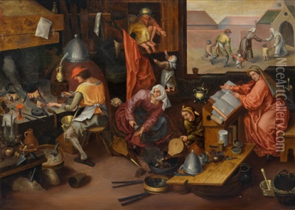 The Alchemist Oil Painting - Pieter Bruegel the Elder