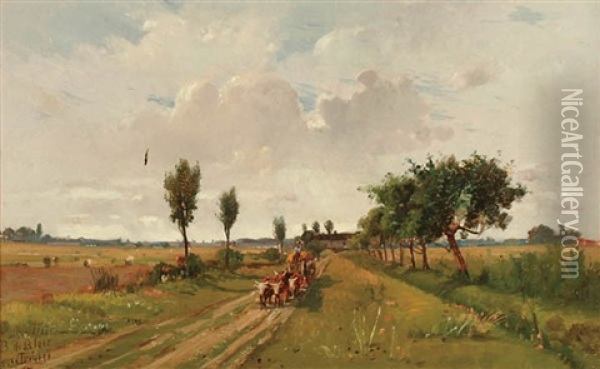 Hauling Hay Oil Painting - Francois de Blois