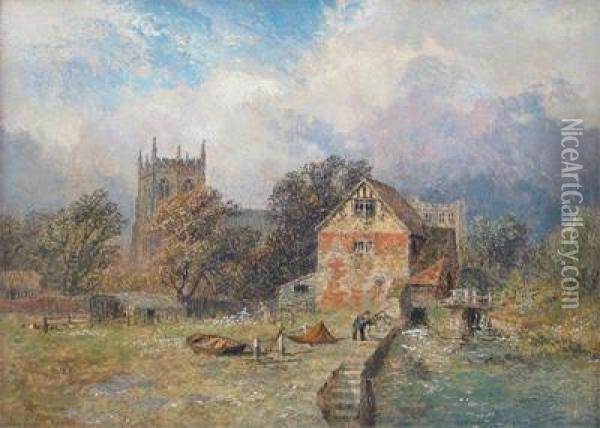 The Monk's Mill, Christchurch Hampshire Oil Painting - Alfred Dawson