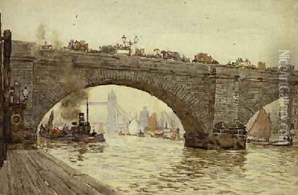 London Bridge Oil Painting - Herbert Menzies Marshall