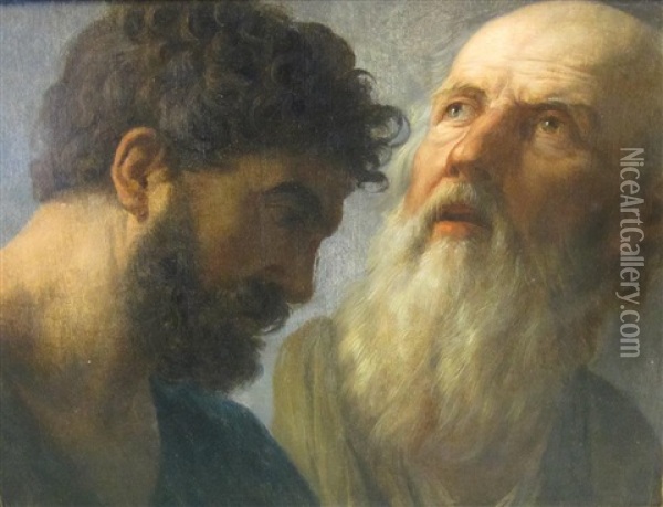 A Study Of Two Apostles Oil Painting - Caspar de Crayer
