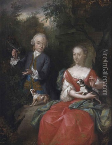 Portrait Of Ocker Gevaerts (1735-1807), Lord Of Geervliet, Simonshaven And Biest, And His Sister Johanna Gevaerts (1733-1779), Son And Daughter... Oil Painting - Aert Schouman