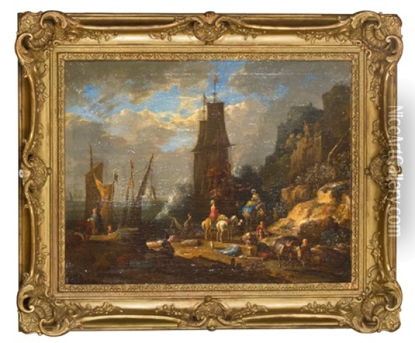 Hafenlandschaft Mit Reisenden Oil Painting - Jasper Broers