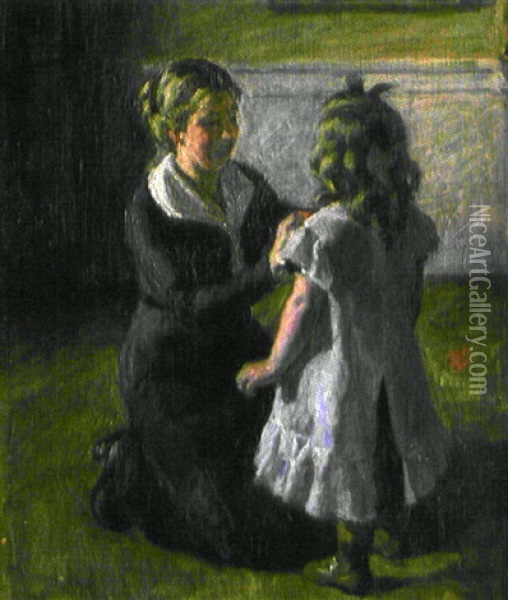 Mere Et Fille: L'habillage Oil Painting - Gad Frederik Clement