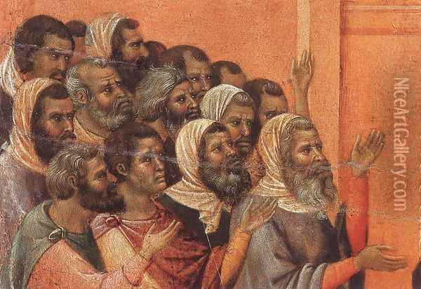 Christ Accused by the Pharisees (detail) 1308-11 Oil Painting - Duccio Di Buoninsegna