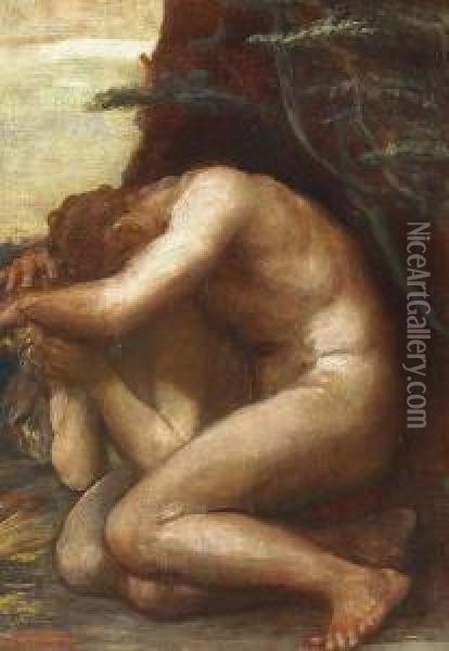 Study For 'the Denunciation Of Adam And Eve' Oil Painting - George Frederick Watts