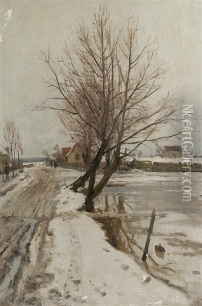 Winter An Der Landstrase Oil Painting - Walter Moras