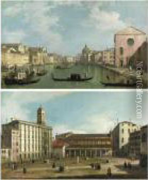 Venezia, Veduta Del Canal Grande Da Santa Croce Verso Gli Scalzi Oil Painting - (Giovanni Antonio Canal) Canaletto