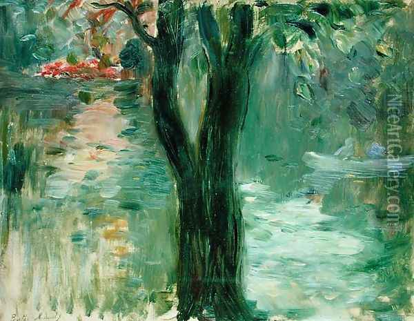 Sunset over the Lake, Bois de Boulogne, 1894 Oil Painting - Berthe Morisot