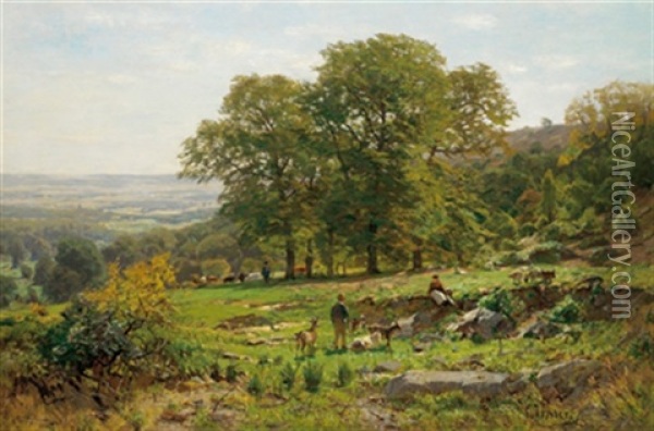 Die Jungen Ziegenhirten Vor Weiter Landschaft Oil Painting - Carl Irmer
