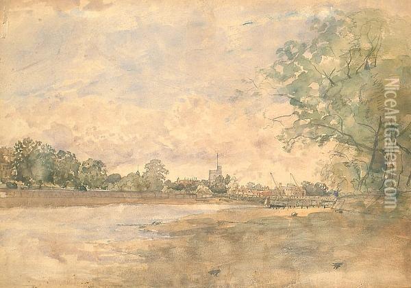 The Thames At Putney. Oil Painting - George F. Buchanan