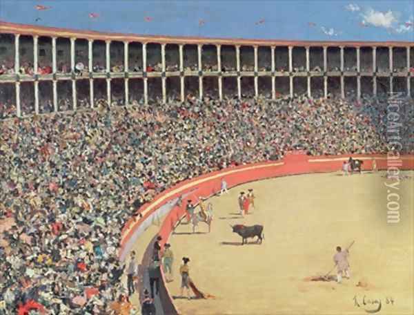 The Bullfight Oil Painting - Ramon Casas Y Carbo