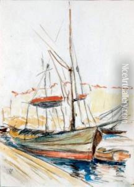Bateau Au Port Oil Painting - Georges Ricard-Cordingley