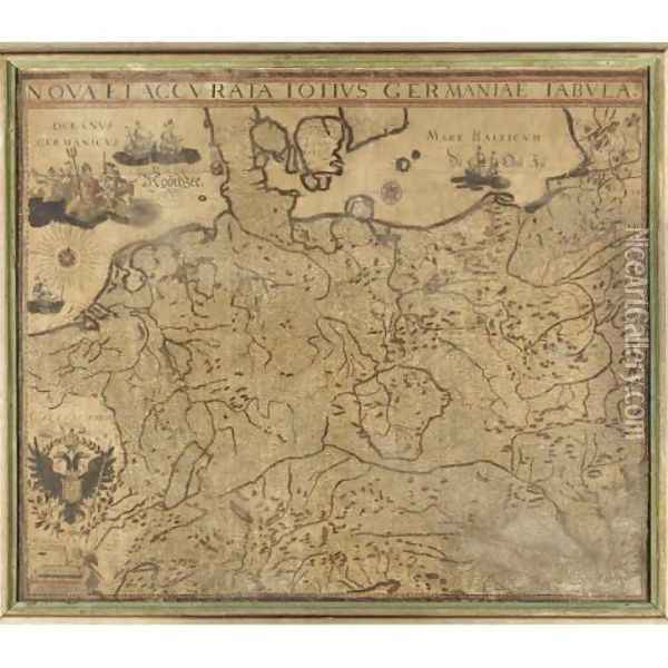 Nova et accurata totius Germaniae tabula 1639 Oil Painting - Willem Blaeu