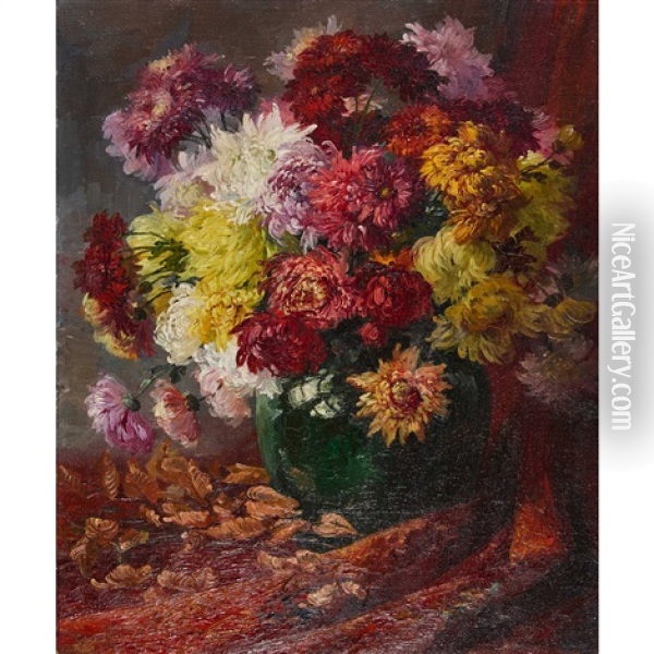 Chrysanthemen Oil Painting - Anna Haller