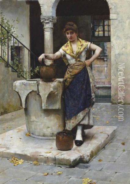 At The Well Oil Painting - Albert Chevallier Tayler