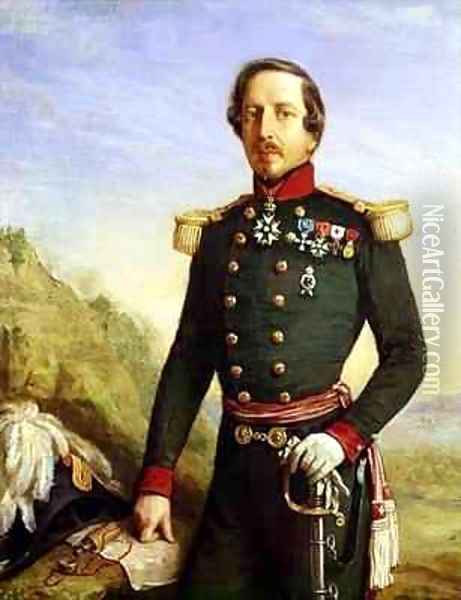 Portrait of Napoleon III 1808-73 Oil Painting - Felix Francois Barthelemy Genaille