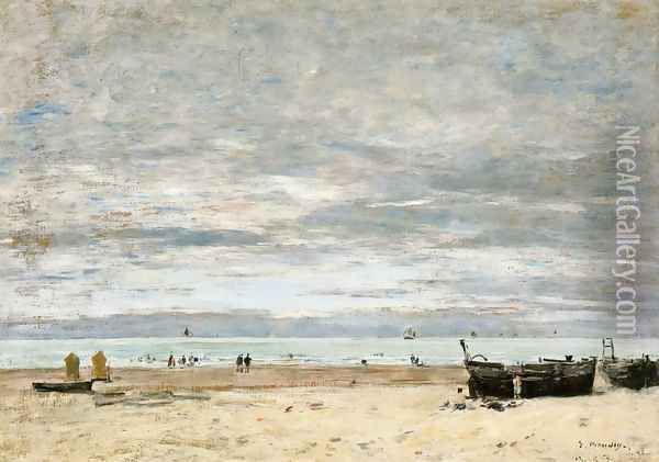 Berck, The Beach at Low Tide I Oil Painting - Eugene Boudin