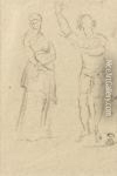 Etude Pour Une Figure De La 
Fontaine De L'observatoire Etude Pour La Pecheuse De Vignots (recto) Oil Painting - Jean-Baptiste Carpeaux
