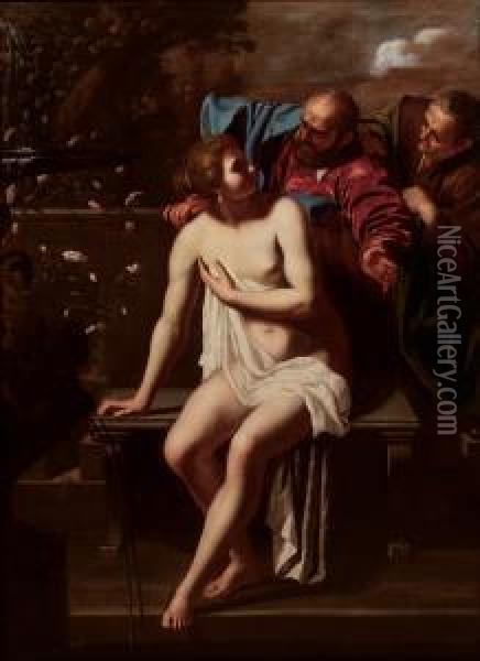Susanna E I Vecchioni Oil Painting - Artemisia Gentileschi