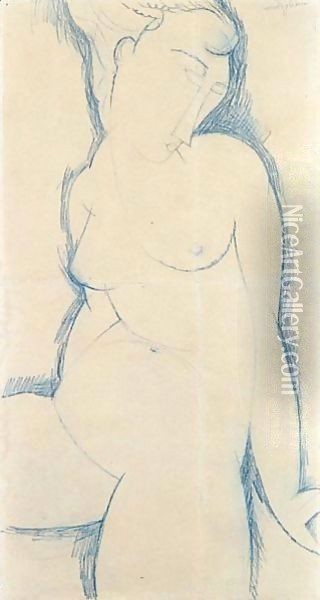 Nu Feminin Oil Painting - Amedeo Modigliani