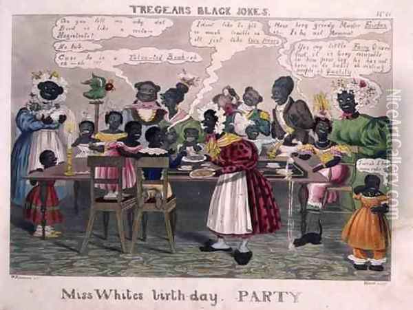 Miss Whites Birthday Party, from Tregears Black Jokes, by Hunt, published by T.S. Tregear, London, 1834 Oil Painting - W. Summers