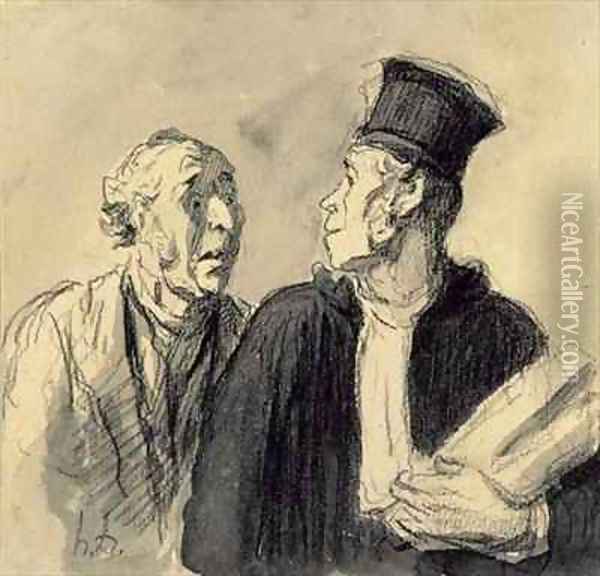 The Lawyer and his Client Oil Painting - Honore Daumier